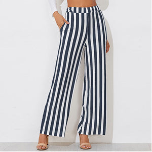 Tie Waist Belted Cigarette Trousers Striped Pants