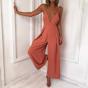 Formal Sleeveless Wrap Front Wide Leg Palazzo Jumpsuit