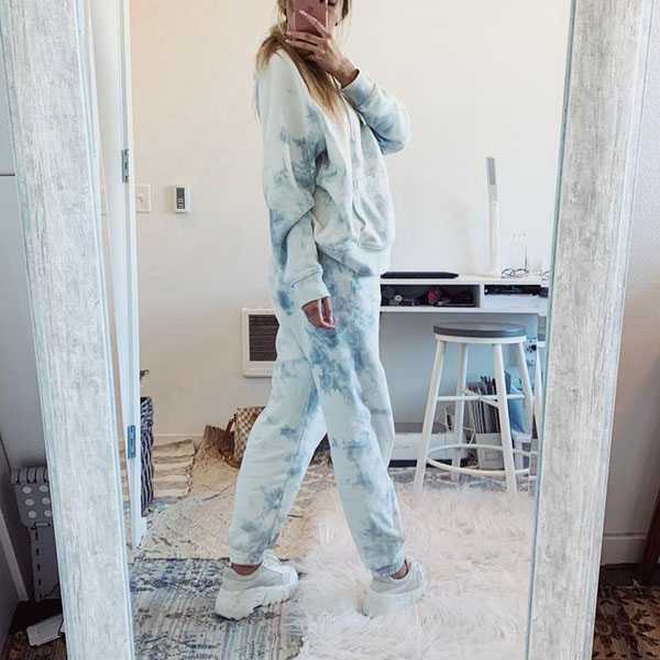 Matching Tie Tye Two Piece Sets Dyed Hoodie And Pants