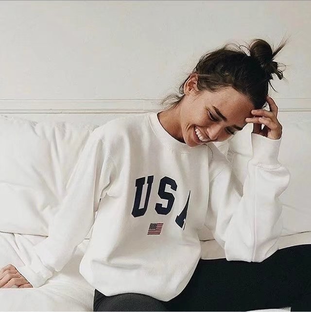 USA College Crewnecks American Flag Sweatshirt Womens