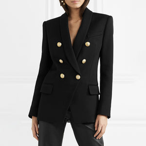 Double Breasted Women's Casual Black Blazer Jacket