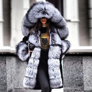 Classy Furry Faux Fur Collar Jacket Women's Fur Coats Online