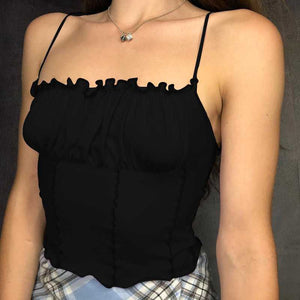 Women¡¯s Fitted Shirred Sweetheart Neck Sleeveless Basic Tank Top With Side Slits