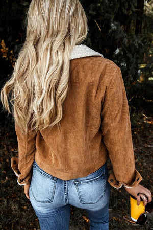 Fur Fleece Lined Shearling Corduroy Trucker Jacket