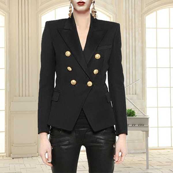 Double Breasted Women's Casual Black Blazer Jacket