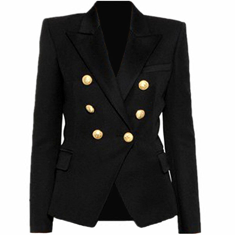 Double Breasted Women's Casual Black Blazer Jacket