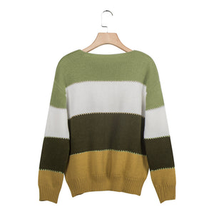 Oversized Comfy Cute Striped Fall Pullover Sweaters For women