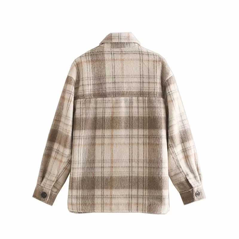Dyed Pocket Overshirt Check Wool Blend Shirt Jacket