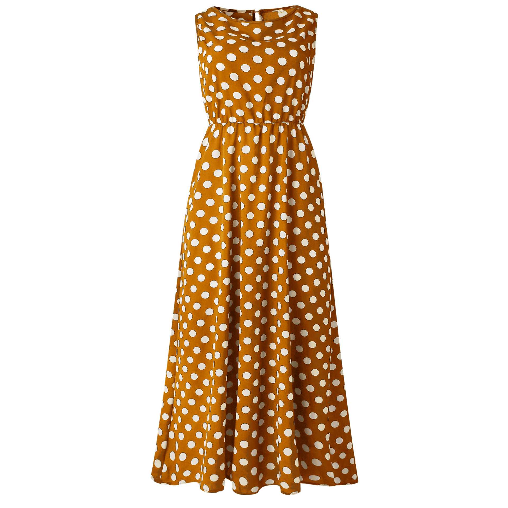 Retro Modest Polka Dot Maxi Dress Sundress